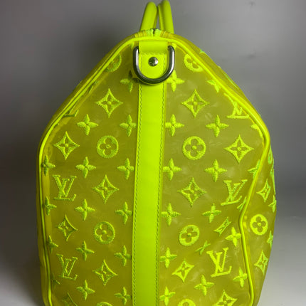 Sold Louis Vuitton Keepall Bandouliere Monogram Mesh 50 Yellow in Mesh/Leather