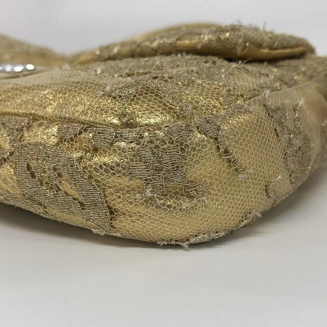 Sold Fendi Baguette Gold Leather with Lace Embroidery
