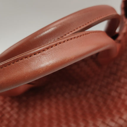 Bottega Veneta Cabat Large Intreccio Leather Tote Bag Brick Red 41cm