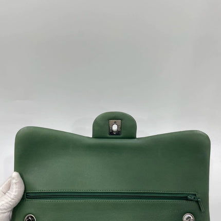 Chanel Classic Flap Jumbo Large Green Patent Leather Silver Hardware