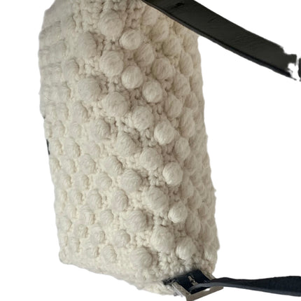 Sold Fendi Mamma Baguette White Wool Pom pom