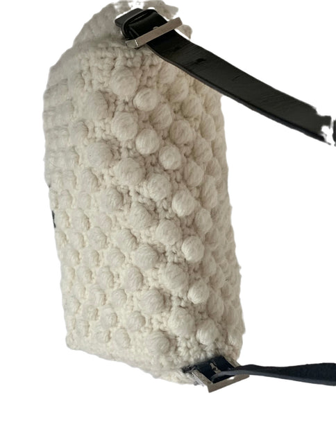 Sold Fendi Mamma Baguette White Wool Pom pom