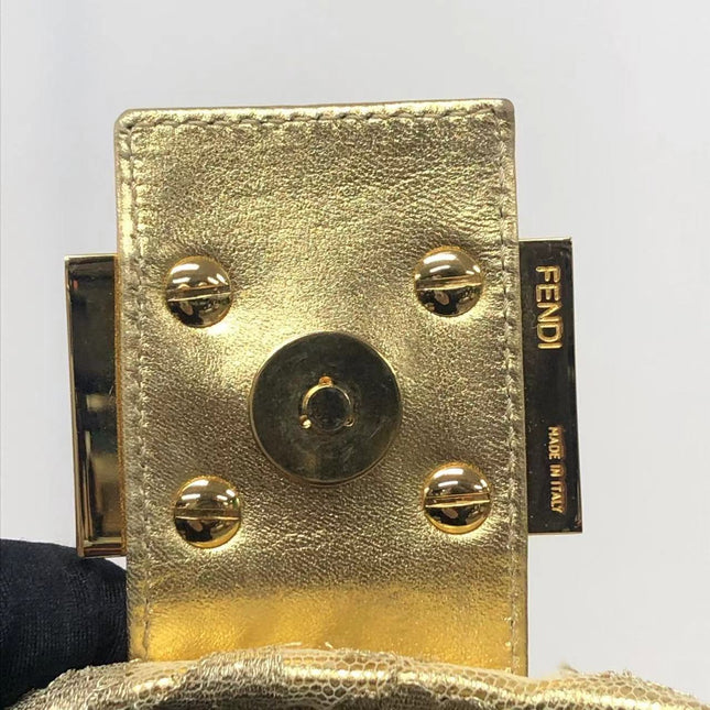 Sold Fendi Baguette Gold Leather with Lace Embroidery