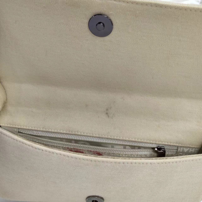 Chanel Ivory Jersey Evening Bag with Mirrored Pyramid Studs Ice Cube Chocolate Bar Shoulder Bag