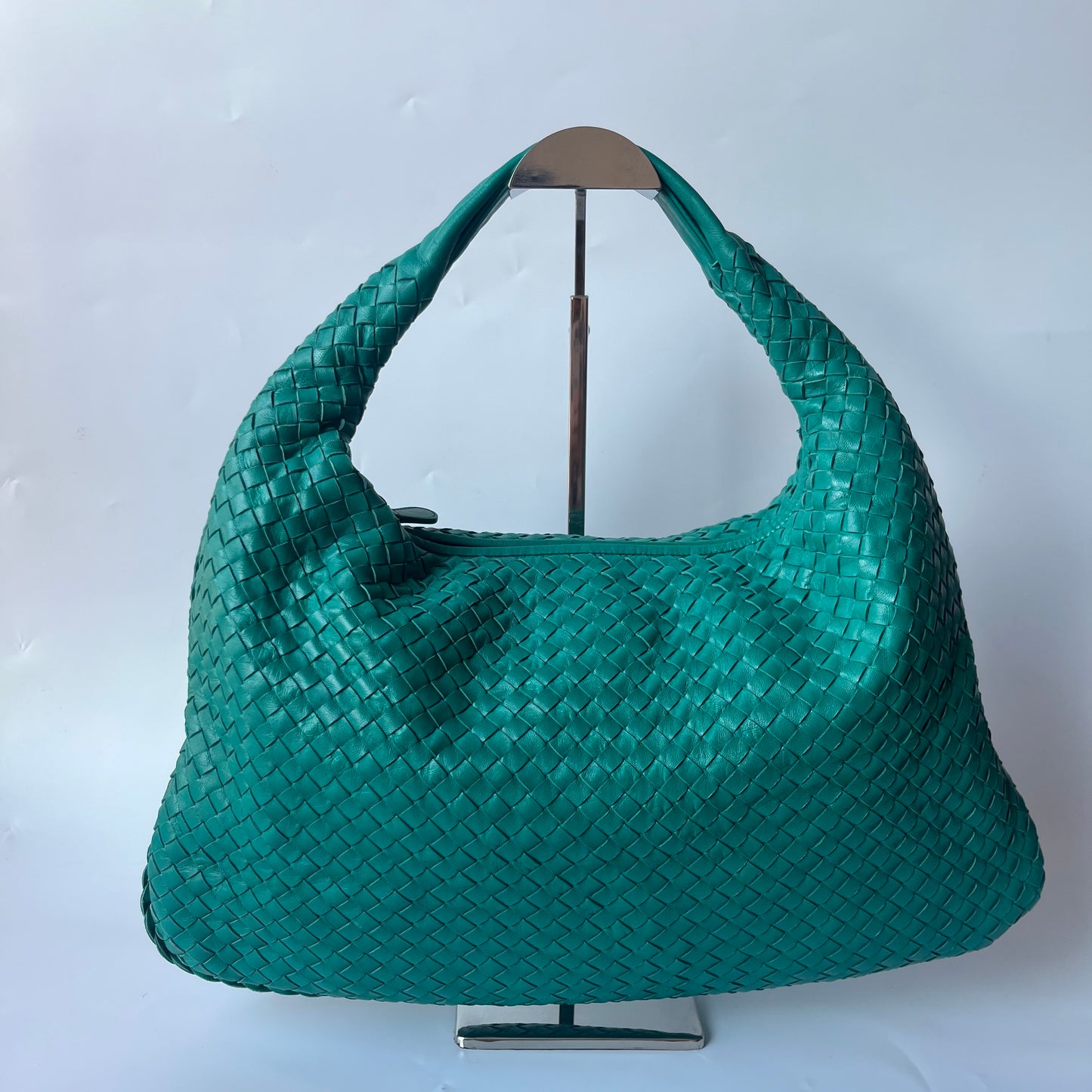 Bottega Veneta Veneta Hobo Teal Green 45cm Lambskin Leather