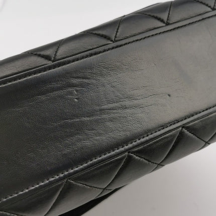 Chanel Vintage Top Handle Kelly Coco Handle Black Flap Bag lambskin leather 24k Gold Hardware