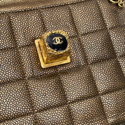 Chanel Paris Byzance Limited Edition Gold Caviar Leather Black Jewel Lock