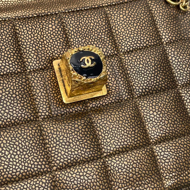 Chanel Paris Byzance Limited Edition Gold Caviar Leather Black Jewel Lock