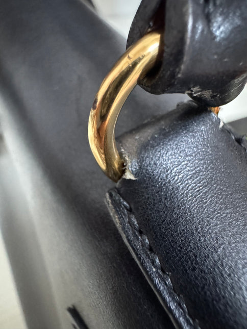 Hermès Kelly 32 Sellier Black Box Leather Gold Hardware with Strap