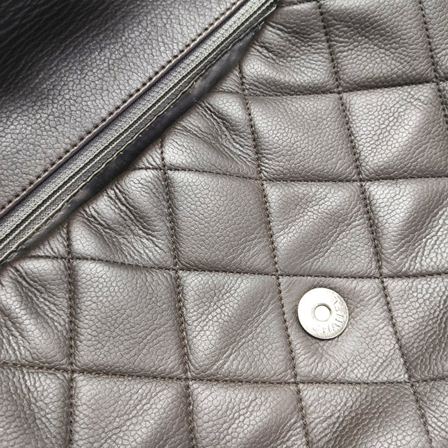 Chanel Coco Casual Flap Bag Quilted Caviar Large Brown Leather