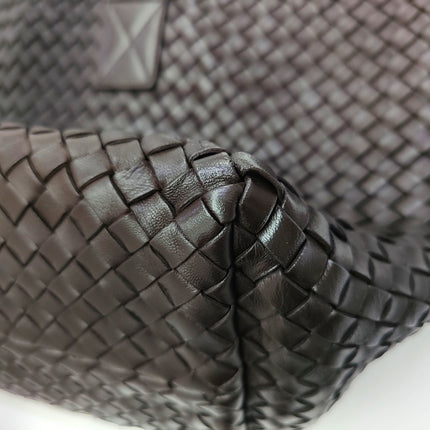 Bottega Veneta Cabat Tote Intreccio Leather Dark Chocolate Brown 40cm