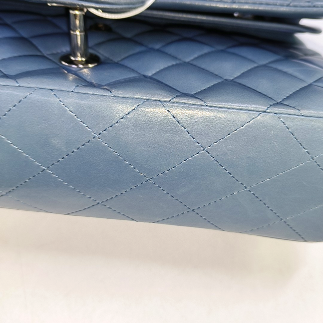 Chanel Timeless Classic Flap Medium Misty Blue Lambskin Leather Silver Hardware, 2012