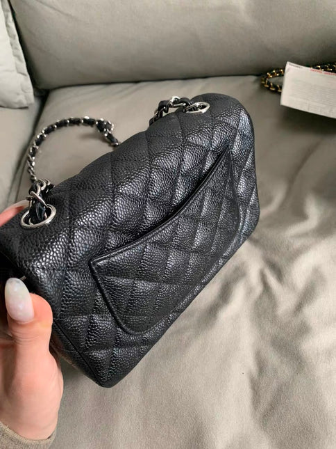 Chanel Classic Flap Mini Black Caviar Silver Hardware 2017-18