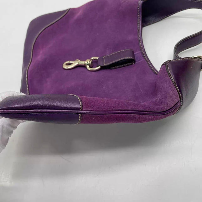 Gucci Jackie Vintage Large Purple Suede Leather Ringlets Decoration