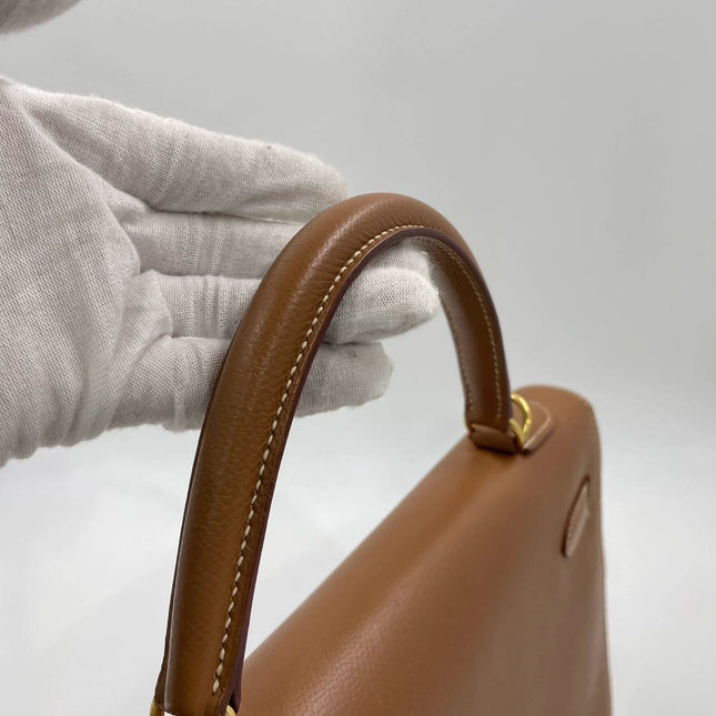 Hermes Kelly 32 Sellier Gold Epsom Leather Gold HW Double Ring 2002