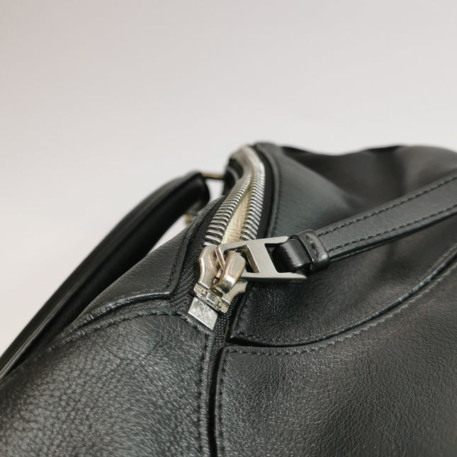 Loewe Puzzle Large Black Smooth Leather White Logo