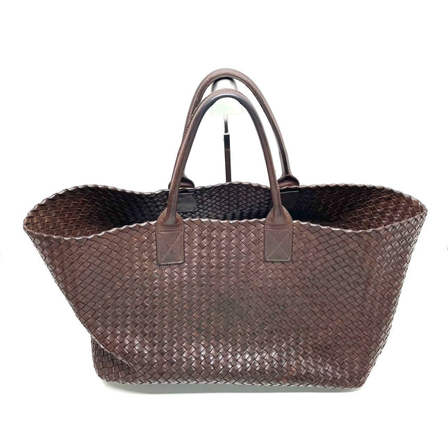 Sold Bottega Veneta Cabat Large Intreccio Leather Tote Bag Dark Chocolate Brown