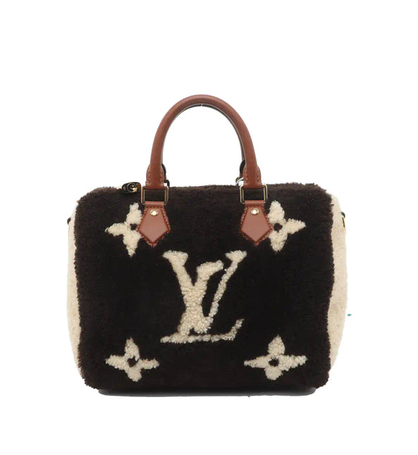 Louis Vuitton Speedy Bandouliere 25 Teddy Shearling Giant Monogram Crossbody Bag-Luxbags