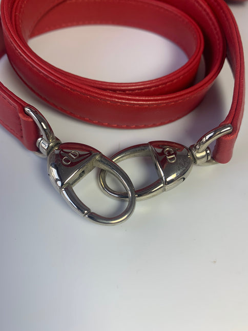 Sold Lady Dior Medium Bag Red Lambskin Cannage Leather