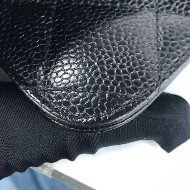 Sold Chanel Classic Flap Jumbo Black Caviar Leather Double Flap with Silver Hardware, 2014