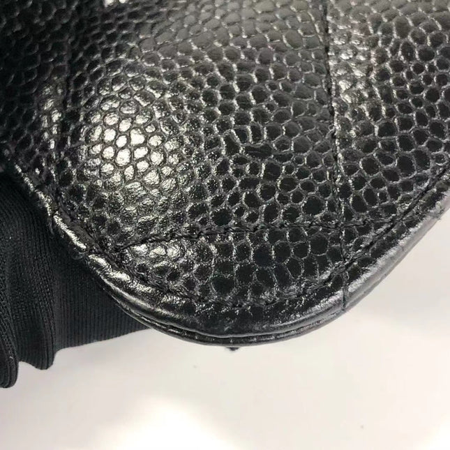 Sold Chanel Classic Flap Jumbo Black Caviar Leather Double Flap with Silver Hardware, 2014