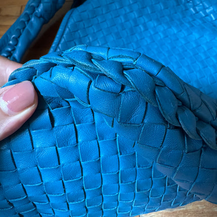 Bottega Veneta Veneta Hobo Blue Navy Intreciatto Leather Bag Large 47cm