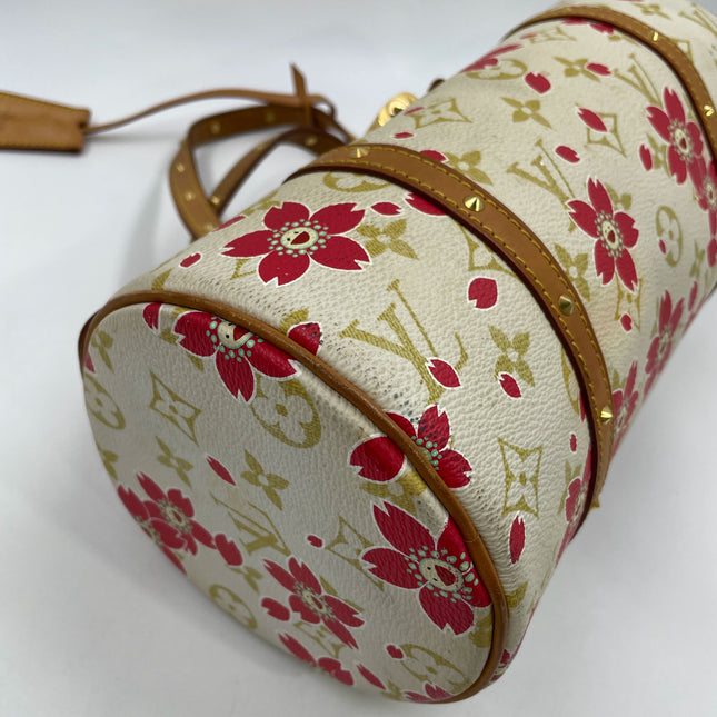 Louis Vuitton x Takashi Murakami Papillon 28 Cherry Blossom White Monogram Handbag
