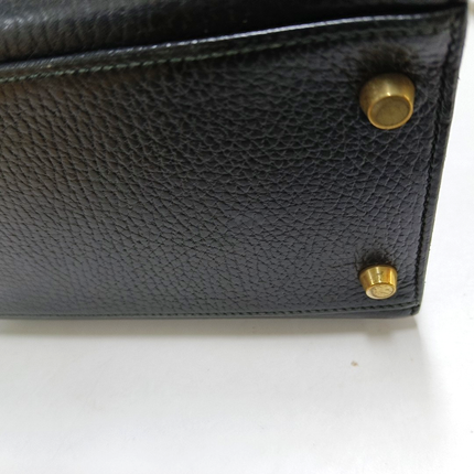 Hermes Kelly 32 Sellier Black Clemence Leather Gold Hardware 1995
