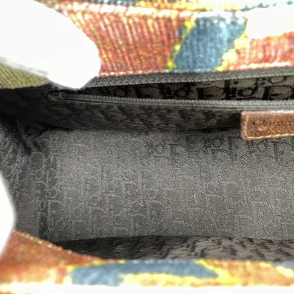 Dior Limited Edition Rare Columnbus Dior Strict Chic Brown Multicolor Velvet Bag