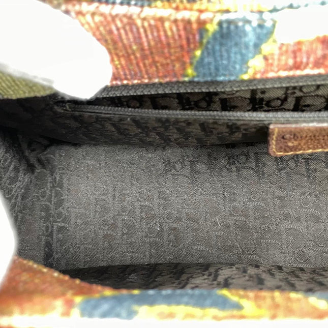 Dior Limited Edition Rare Columnbus Dior Strict Chic Brown Multicolor Velvet Bag