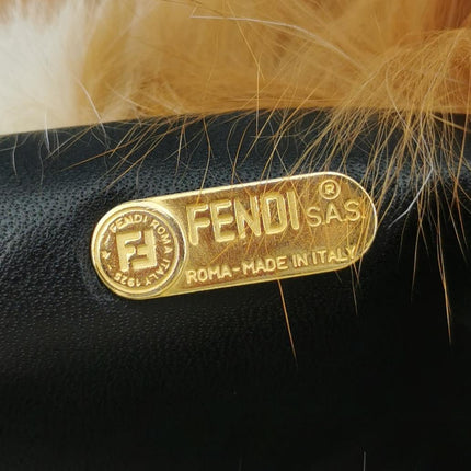 Fendi Multicolor Brown Fur FF Logo Flap Shoulder Bag
