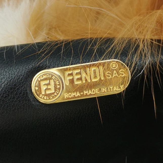 Fendi Multicolor Brown Fur FF Logo Flap Shoulder Bag