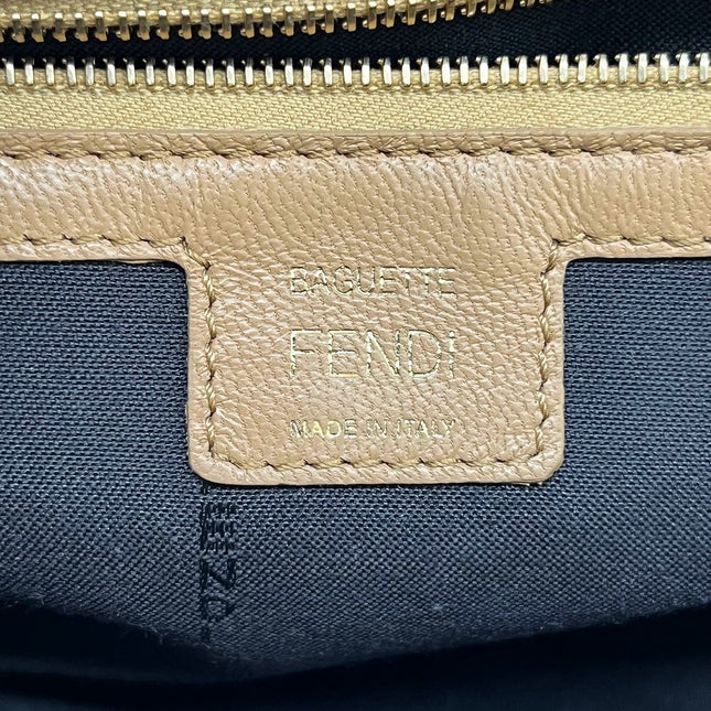 Sold FENDI Baguette Camel Leather 3D FF Motif Crossbody bag