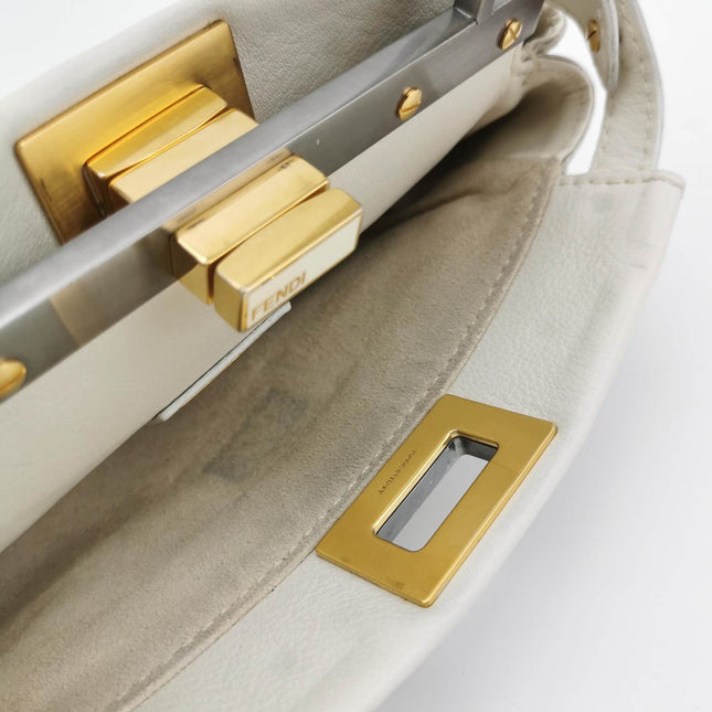 Fendi Peekaboo Mini White Leather Corssbody Bag