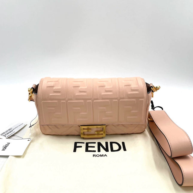 Fendi Baguette Lambskin Leather Crossbody Bag Medium Pink