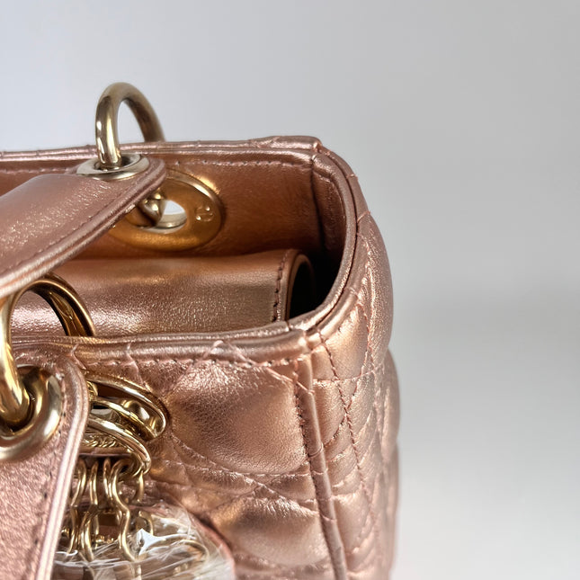 Lady Dior ABCdior Small Pink Irediscent and Metallic Cannage Lambskin Handbag