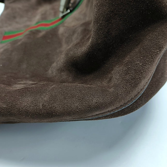 Gucci Jackie 1961 Medium Brown Suede Shoulder Tote Bag