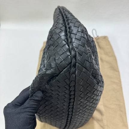 Sold Bottega Veneta Black Belly Hobo Intrecciato Nappa Leather Handbag