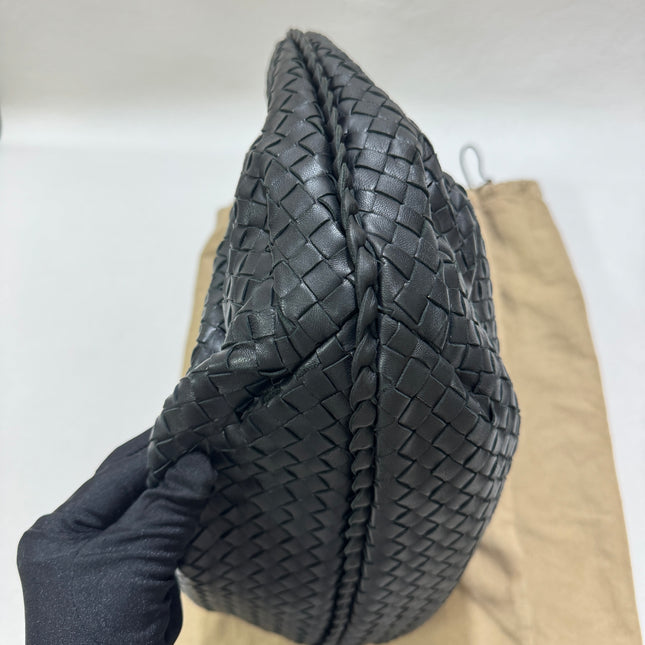 Sold Bottega Veneta Black Belly Hobo Intrecciato Nappa Leather Handbag