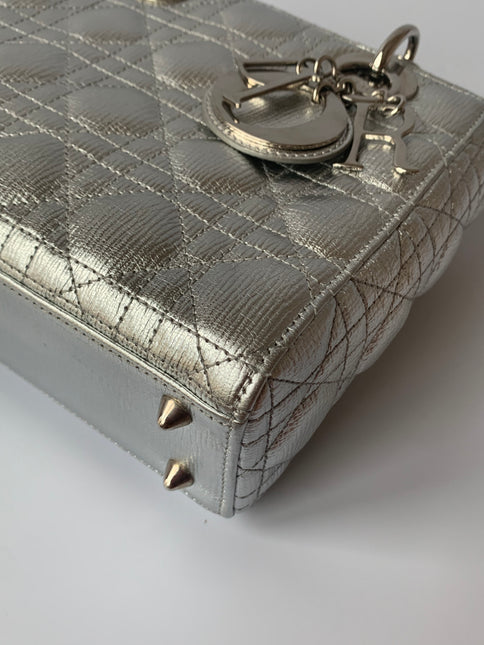 Sold Lady Dior ABCdior Small Silver Cannage Lambskin Handbag