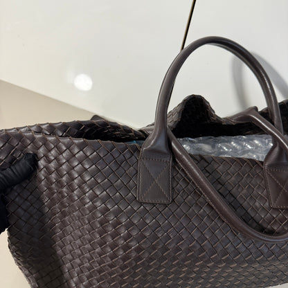 Bottega Veneta Cabat Tote Intreccio Leather Dark Chocolate Brown 40cm