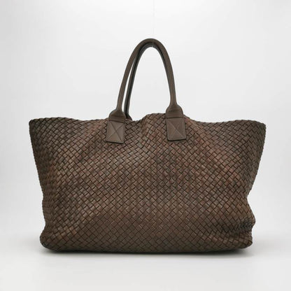 Bottega Veneta Cabat Tote Intreccio Leather Dark Chocolate Brown 42cm