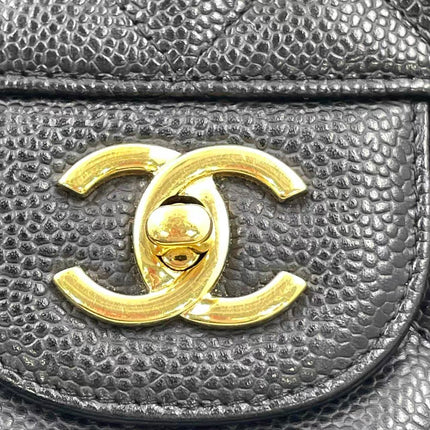 Chanel Classic Flap Jumbo 2009 Black Caviar Leather Single Flap Gold Hardware