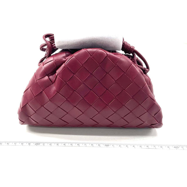 Bottega Veneta Pouch Mini Intrecciato Burgundy Leather Crossbody Bag
