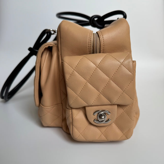 Chanel Cambon Multi-pocket Ligne Reporter Bag Large Beige Calfskin Leather