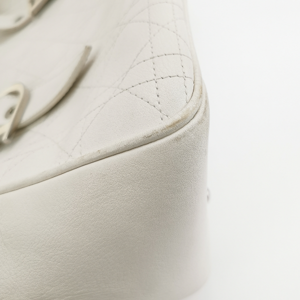 Sold Dior Cannage Leather Tote Bag White 2005 with Silver Hardware