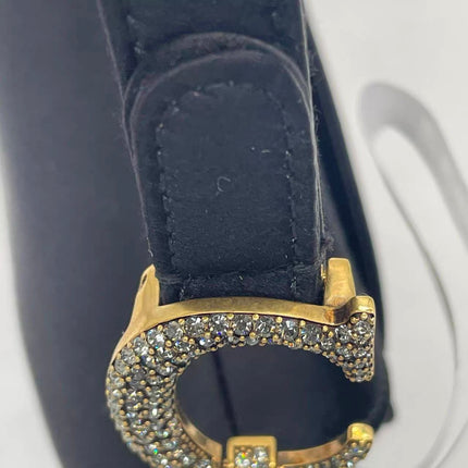Dior Saddle Mini Silk Handbag Black with crystals