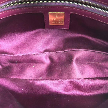 Fendi Baguette Pink Patent Leather Striped Gold Hardware Shoulder Bag