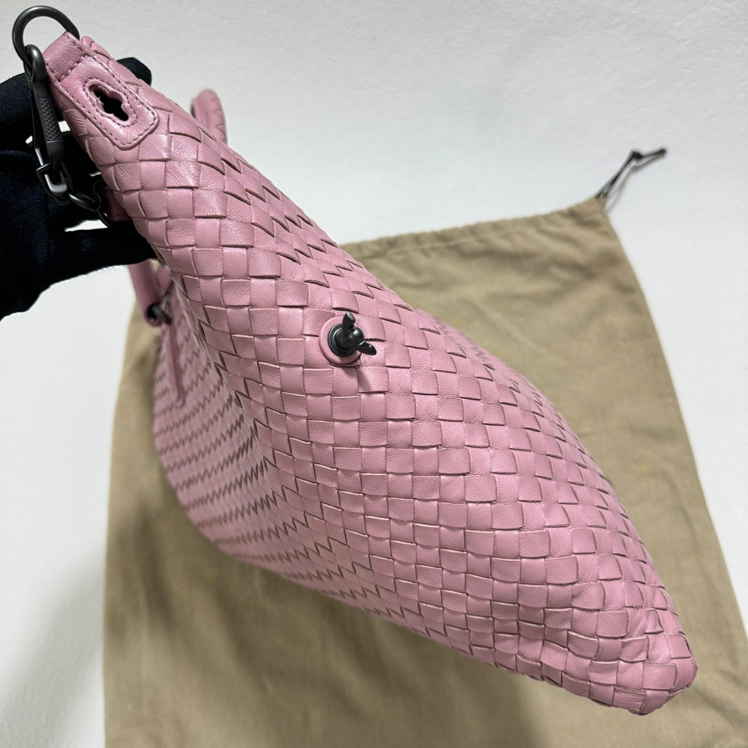 Bottega Veneta Medium Convertible Tote Bag Hobo Cherry Pink Leather Two-way Carry 40cm