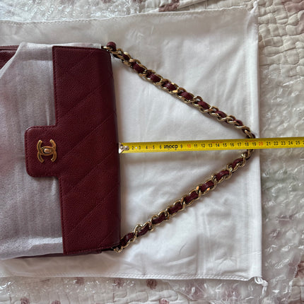 Chanel Vintage Burgundy Caviar Leather Shoulder Bag 24k Gold HW